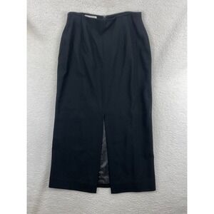 Rena Rowan Saville Women's 10 Black 100% Wool Pencil‎ Skirt Front Slit USA